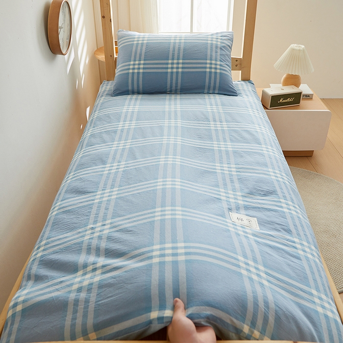 91家纺网 家纺一手货源 找家纺 2024新款水洗棉可拆洗棉花学生床垫床褥垫褥子床垫 蓝调格