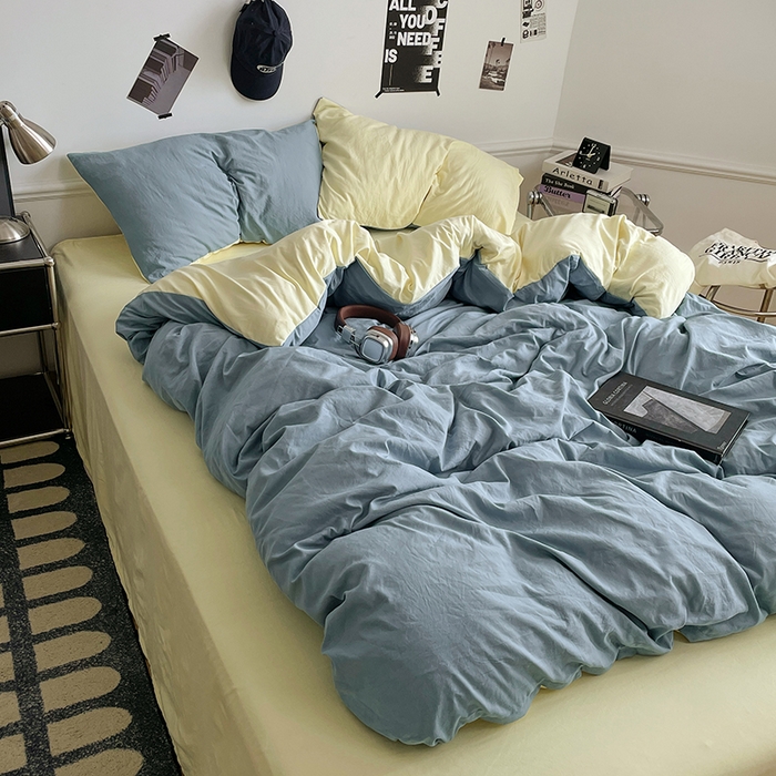 91家纺网 家纺一手货源 找家纺 梦卓家纺 2025爆款ins风超柔褶皱亲肤磨毛水洗棉四件套 浪漫地中海