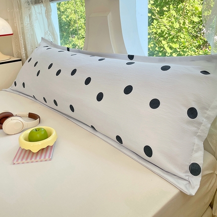 梦舒羽 2025新款双层纱双人枕套情侣学生长枕芯套枕头内胆套-缤纷波点 波点-至尊黑