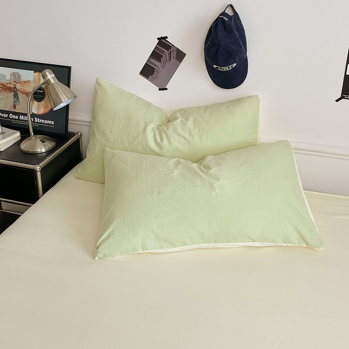 91家纺网 家纺一手货源 找家纺 梦卓家纺 2025爆款ins风超柔褶皱亲肤磨毛水洗棉四件套 奶酪薄荷