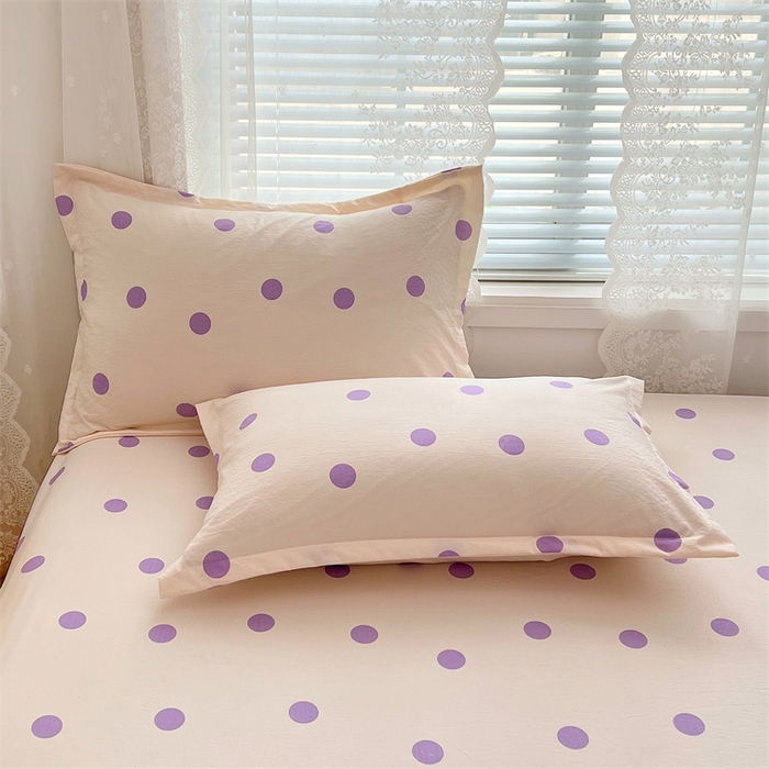 91家纺网 家纺一手货源 找家纺 梦舒羽 2025新款双层纱枕套宿舍学生单只枕芯套枕头内胆套一对装-缤纷波点 波点-星黛紫