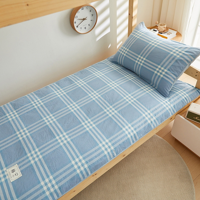 91家纺网 家纺一手货源 找家纺 2024新款水洗棉可拆洗棉花学生床垫床褥垫褥子床垫 蓝调格