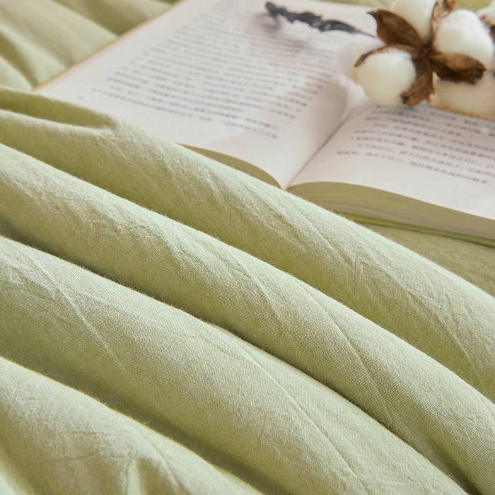 91家纺网 家纺一手货源 找家纺 熙宴家纺 2025新款水洗棉嵌绳款100%新疆棉花被 豆绿