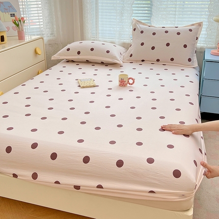 91家纺网 家纺一手货源 找家纺 （总）圣比熊 2025新款双层纱床笠机洗家用防滑透气床罩床垫床单保护套-缤纷波点