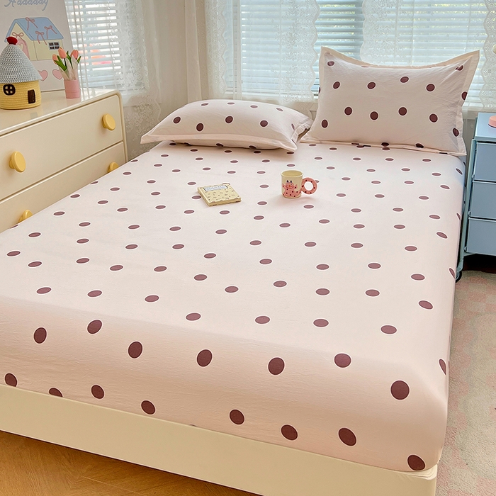 91家纺网 家纺一手货源 找家纺 （总）梦舒羽 2025新款双层纱床笠机洗家用防滑透气床罩床垫床单保护套-缤纷波点