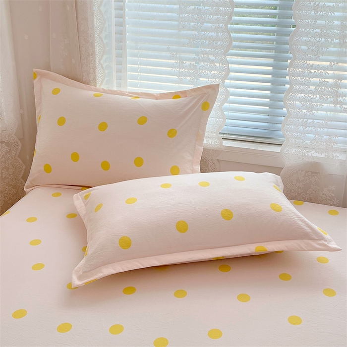 91家纺网 家纺一手货源 找家纺 梦舒羽 2025新款双层纱枕套宿舍学生单只枕芯套枕头内胆套一对装-缤纷波点 波点-向阳黄