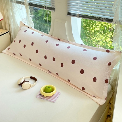 梦舒羽 2025新款双层纱双人枕套情侣学生长枕芯套枕头内胆套-缤纷波点 波点-咖啡色