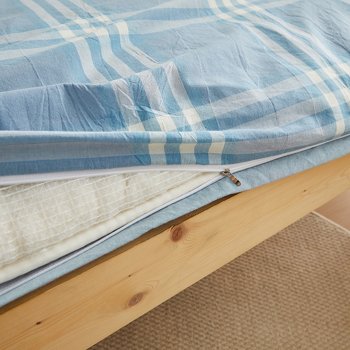 91家纺网 家纺一手货源 找家纺 2024新款水洗棉可拆洗棉花学生床垫床褥垫褥子床垫 蓝调格