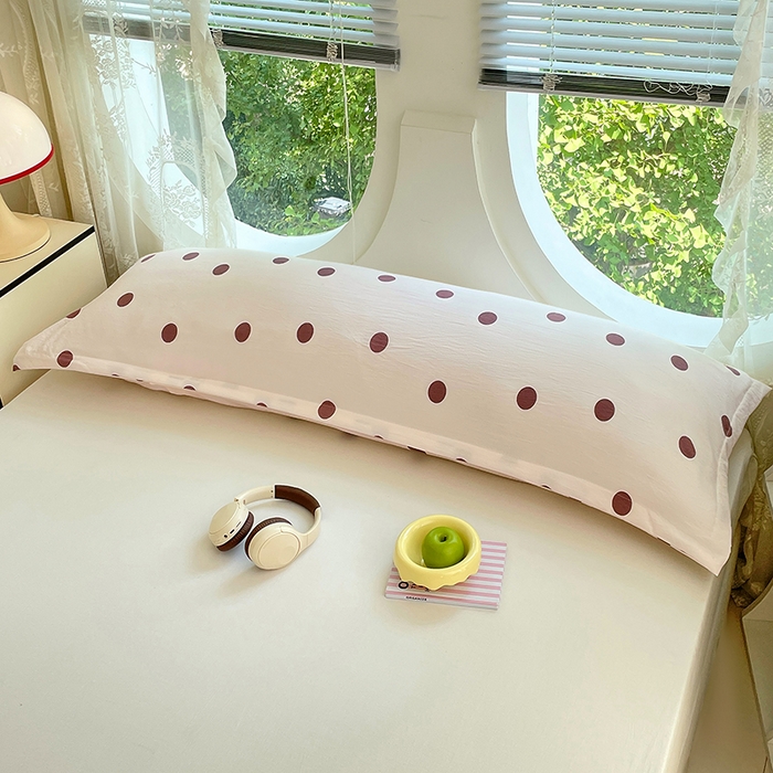 91家纺网 家纺一手货源 找家纺 （总）梦舒羽 2025新款双层纱双人枕套情侣学生长枕芯套枕头内胆套-缤纷波点