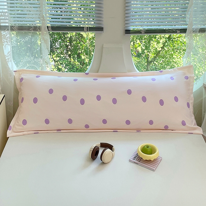 91家纺网 家纺一手货源 找家纺 梦舒羽 2025新款双层纱双人枕套情侣学生长枕芯套枕头内胆套-缤纷波点 波点-星黛紫