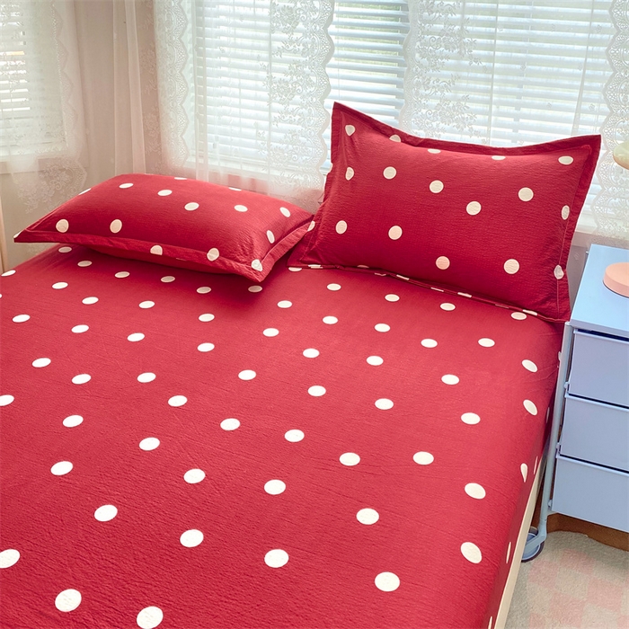 91家纺网 家纺一手货源 找家纺 梦舒羽 2025新款双层纱枕套宿舍学生单只枕芯套枕头内胆套一对装-缤纷波点 波点-大红色