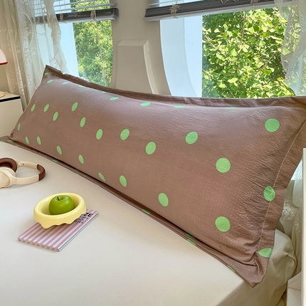 91家纺网 家纺一手货源 找家纺 （总）梦舒羽 2025新款双层纱双人枕套情侣学生长枕芯套枕头内胆套-缤纷波点