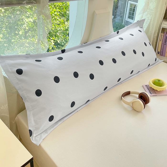 91家纺网 家纺一手货源 找家纺 梦舒羽 2025新款双层纱双人枕套情侣学生长枕芯套枕头内胆套-缤纷波点 波点-至尊黑