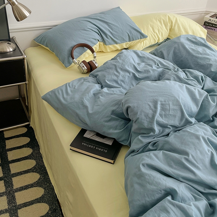 91家纺网 家纺一手货源 找家纺 梦卓家纺 2025爆款ins风超柔褶皱亲肤磨毛水洗棉四件套 浪漫地中海