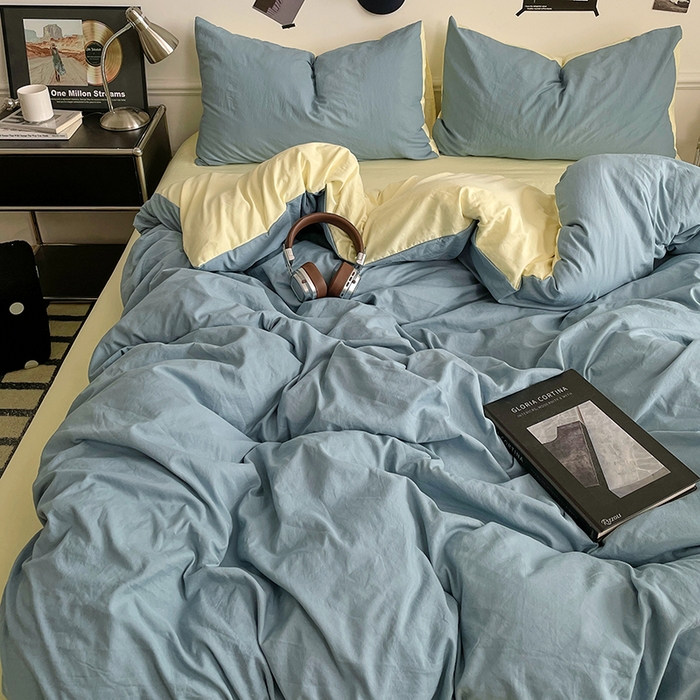 91家纺网 家纺一手货源 找家纺 梦卓家纺 2025爆款ins风超柔褶皱亲肤磨毛水洗棉四件套 浪漫地中海