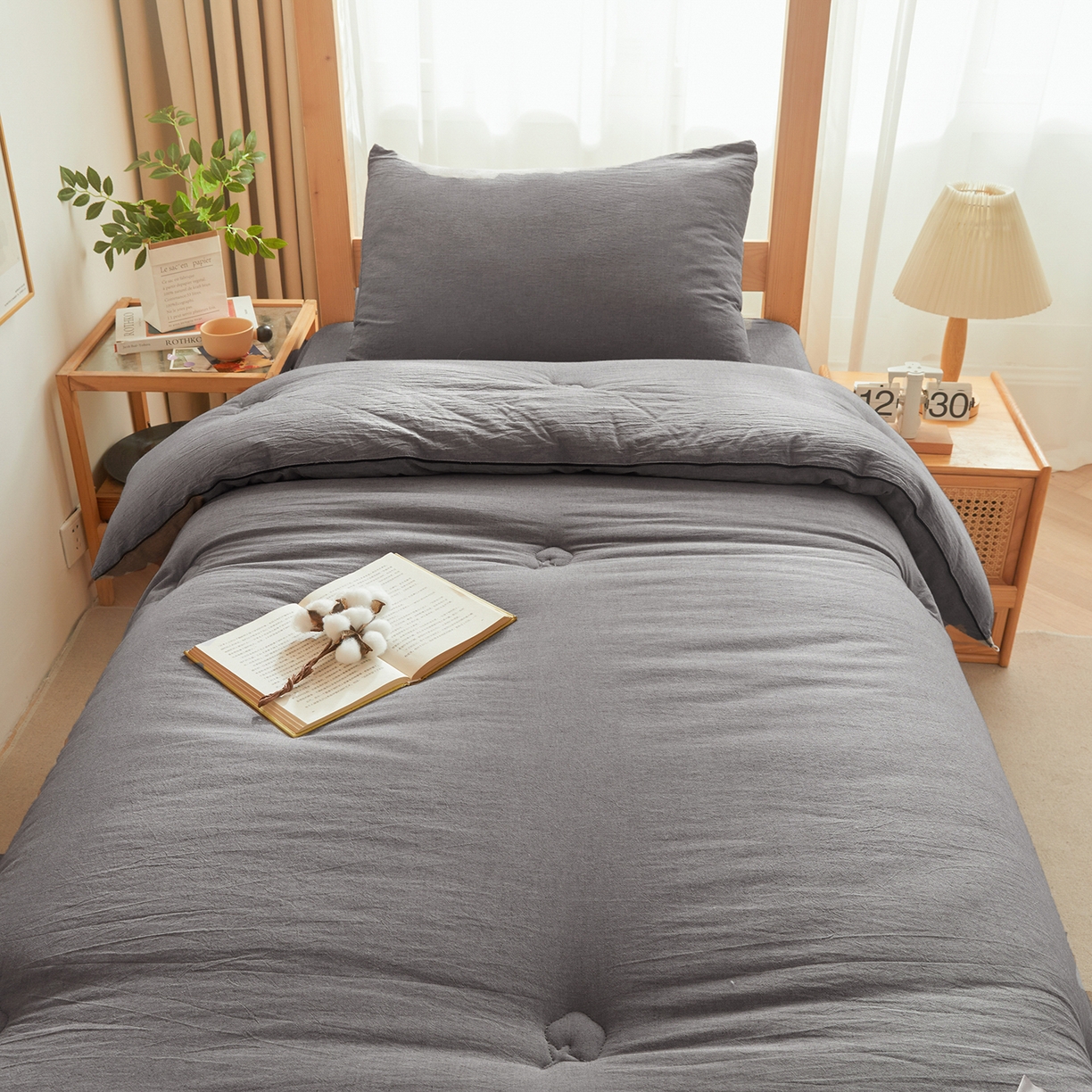 91家纺网 家纺一手货源 找家纺 熙宴家纺 2025新款水洗棉嵌绳款100%新疆棉花被 石灰