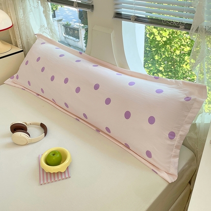 91家纺网 家纺一手货源 找家纺 （总）圣比熊 2025新款双层纱双人枕套情侣学生长枕芯套枕头内胆套-缤纷波点