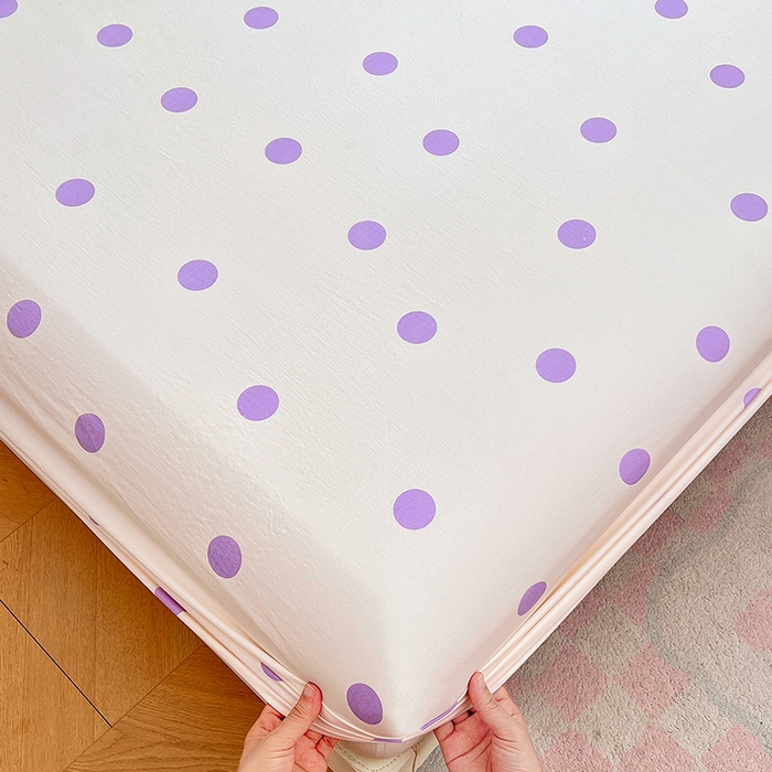 91家纺网 家纺一手货源 找家纺 梦舒羽 2025新款双层纱床笠机洗家用防滑透气床罩床垫床单保护套-缤纷波点 波点-星黛紫