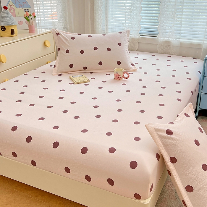 91家纺网 家纺一手货源 找家纺 （总）梦舒羽 2025新款双层纱床笠机洗家用防滑透气床罩床垫床单保护套-缤纷波点