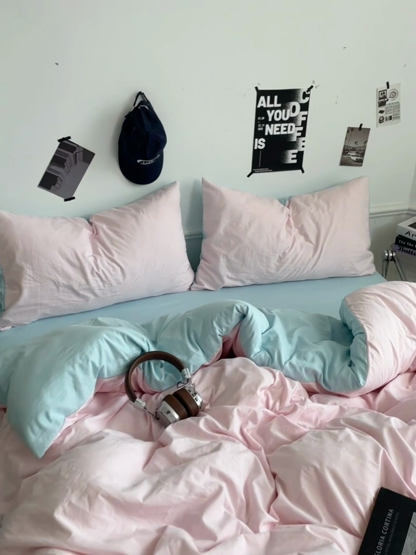 91家纺网 家纺一手货源 找家纺 梦卓家纺 2025爆款ins风超柔褶皱亲肤磨毛水洗棉四件套 草莓冰