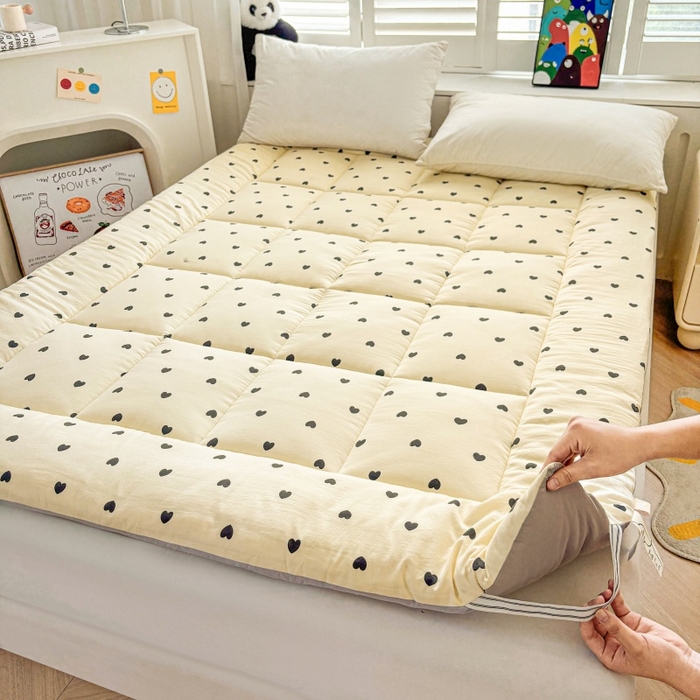 91家纺网 家纺一手货源 找家纺 魅图家纺 2025新款A类云朵棉印花棉花软床垫床褥子 爱心