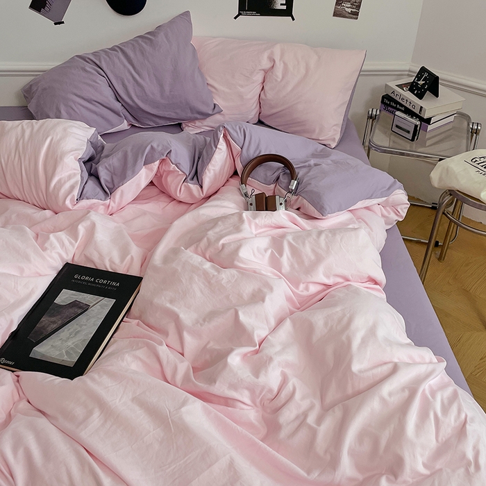 91家纺网 家纺一手货源 找家纺 梦卓家纺 2025爆款ins风超柔褶皱亲肤磨毛水洗棉四件套 粉果气泡