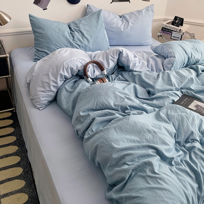 91家纺网 家纺一手货源 找家纺 梦卓家纺 2025爆款ins风超柔褶皱亲肤磨毛水洗棉四件套 绵绵豆冰