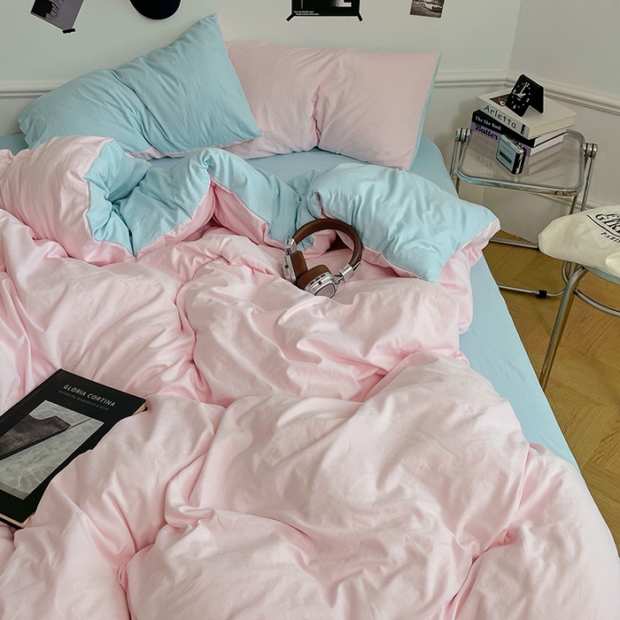 91家纺网 家纺一手货源 找家纺 梦卓家纺 2025爆款ins风超柔褶皱亲肤磨毛水洗棉四件套 草莓冰