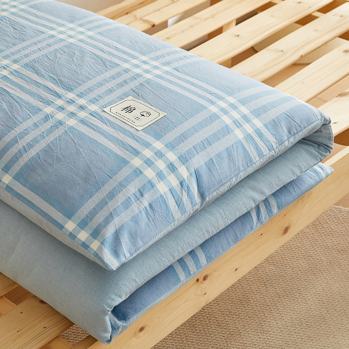 91家纺网 家纺一手货源 找家纺 2024新款水洗棉可拆洗棉花学生床垫床褥垫褥子床垫 蓝调格