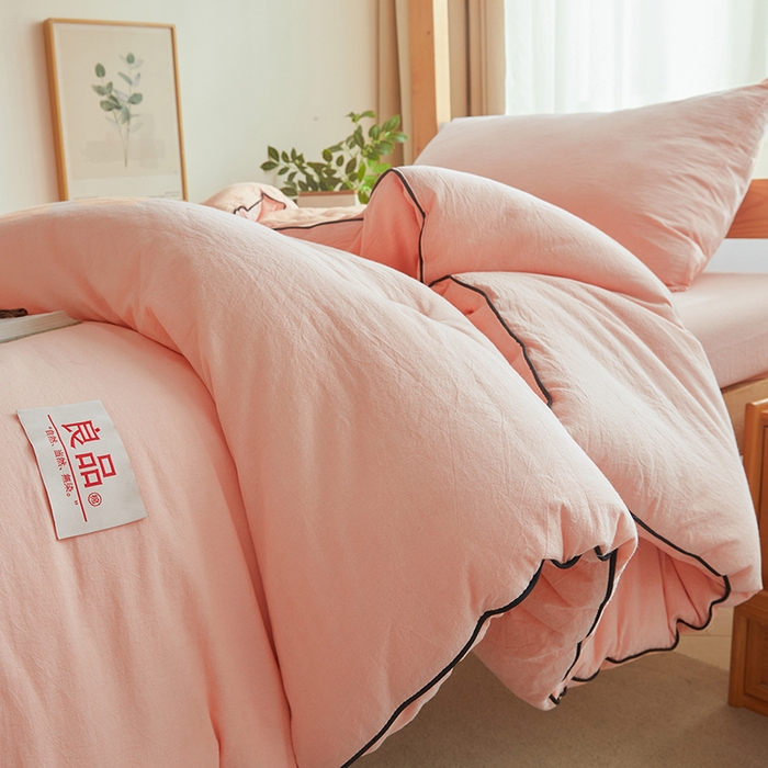 91家纺网 家纺一手货源 找家纺 熙宴家纺 2025新款水洗棉嵌绳款100%新疆棉花被 粉玉