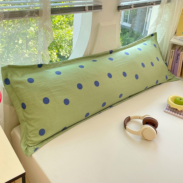 91家纺网 家纺一手货源 找家纺 梦舒羽 2025新款双层纱双人枕套情侣学生长枕芯套枕头内胆套-缤纷波点 波点-布鲁蓝