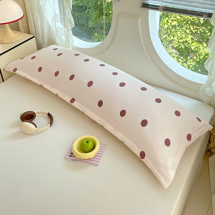 91家纺网 家纺一手货源 找家纺 （总）梦舒羽 2025新款双层纱双人枕套情侣学生长枕芯套枕头内胆套-缤纷波点