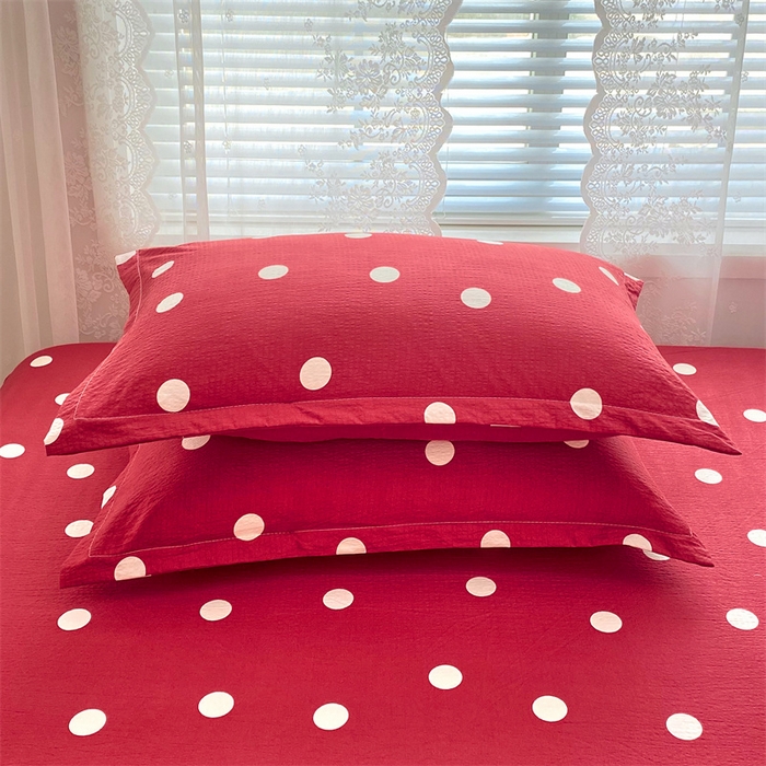 91家纺网 家纺一手货源 找家纺 梦舒羽 2025新款双层纱枕套宿舍学生单只枕芯套枕头内胆套一对装-缤纷波点 波点-大红色