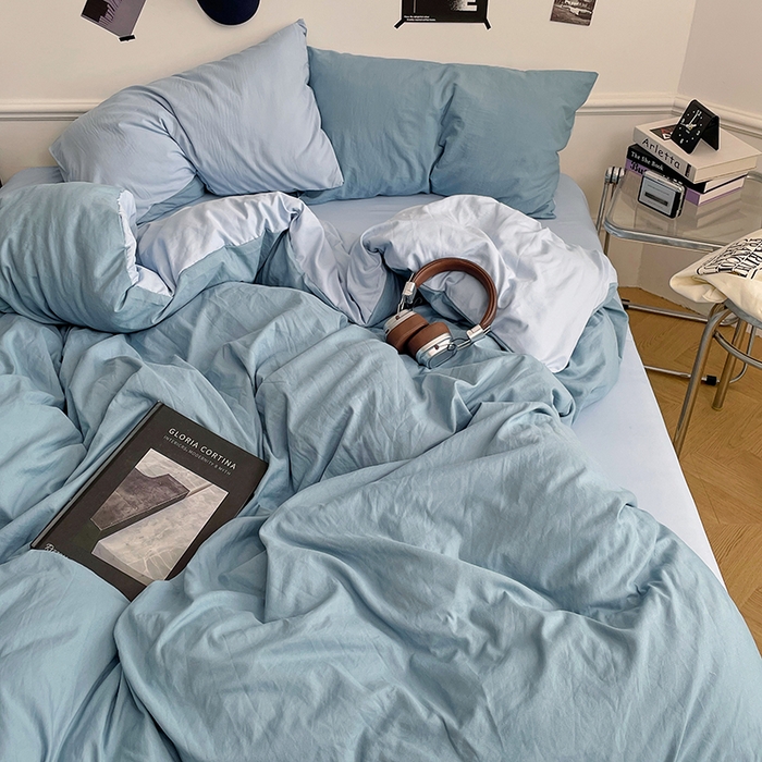 91家纺网 家纺一手货源 找家纺 梦卓家纺 2025爆款ins风超柔褶皱亲肤磨毛水洗棉四件套 绵绵豆冰