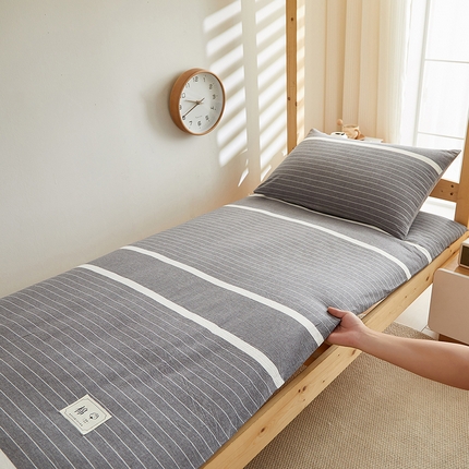 91家纺网 家纺一手货源 找家纺 2024新款水洗棉可拆洗棉花学生床垫床褥垫褥子床垫 灰白条