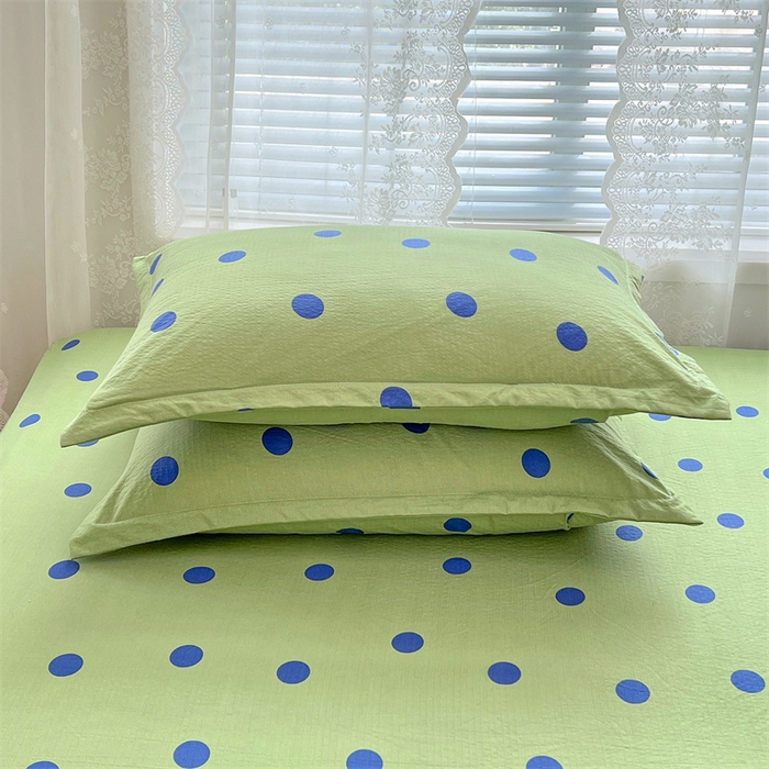 91家纺网 家纺一手货源 找家纺 梦舒羽 2025新款双层纱枕套宿舍学生单只枕芯套枕头内胆套一对装-缤纷波点 波点-布鲁蓝