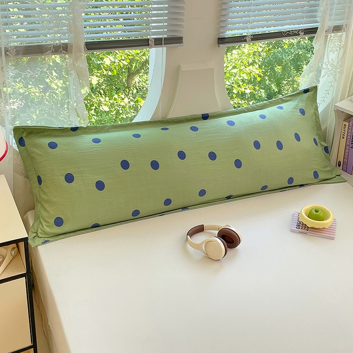 91家纺网 家纺一手货源 找家纺 梦舒羽 2025新款双层纱双人枕套情侣学生长枕芯套枕头内胆套-缤纷波点 波点-布鲁蓝