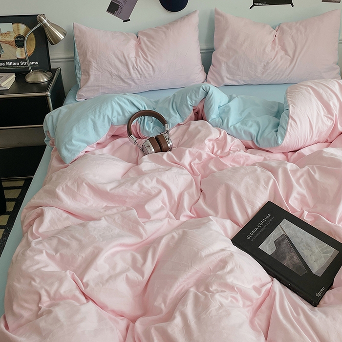 91家纺网 家纺一手货源 找家纺 梦卓家纺 2025爆款ins风超柔褶皱亲肤磨毛水洗棉四件套 草莓冰