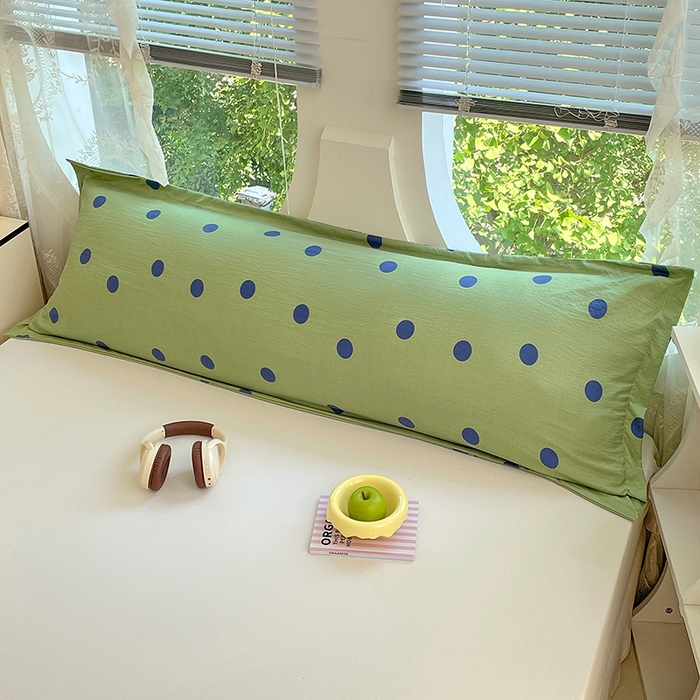 91家纺网 家纺一手货源 找家纺 梦舒羽 2025新款双层纱双人枕套情侣学生长枕芯套枕头内胆套-缤纷波点 波点-布鲁蓝