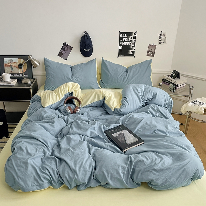 91家纺网 家纺一手货源 找家纺 梦卓家纺 2025爆款ins风超柔褶皱亲肤磨毛水洗棉四件套 浪漫地中海