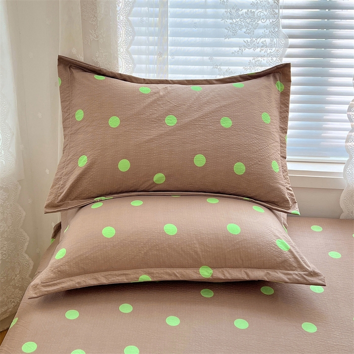 91家纺网 家纺一手货源 找家纺 梦舒羽 2025新款双层纱枕套宿舍学生单只枕芯套枕头内胆套一对装-缤纷波点 波点-卡其绿