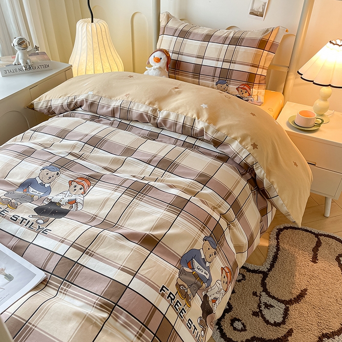 91家纺网 家纺一手货源 找家纺 慕木家纺 2025新款12868全棉印花学生上下铺三件套大礼包系列 童年时光