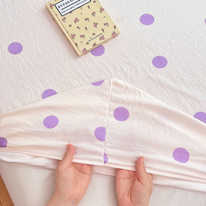91家纺网 家纺一手货源 找家纺 梦舒羽 2025新款双层纱床笠机洗家用防滑透气床罩床垫床单保护套-缤纷波点 波点-星黛紫