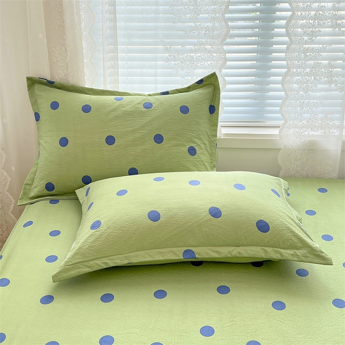 91家纺网 家纺一手货源 找家纺 梦舒羽 2025新款双层纱枕套宿舍学生单只枕芯套枕头内胆套一对装-缤纷波点 波点-布鲁蓝