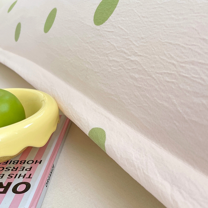 91家纺网 家纺一手货源 找家纺 梦舒羽 2025新款双层纱双人枕套情侣学生长枕芯套枕头内胆套-缤纷波点 波点-清新绿