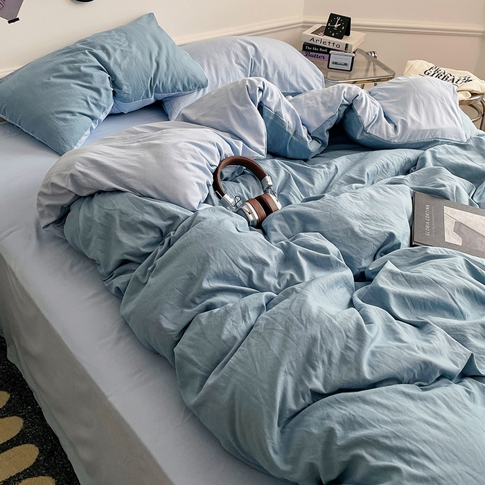 91家纺网 家纺一手货源 找家纺 梦卓家纺 2025爆款ins风超柔褶皱亲肤磨毛水洗棉四件套 绵绵豆冰