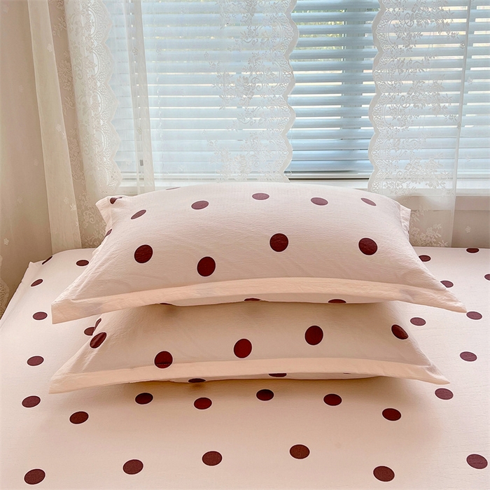 91家纺网 家纺一手货源 找家纺 梦舒羽 2025新款双层纱枕套宿舍学生单只枕芯套枕头内胆套一对装-缤纷波点 波点-咖啡色