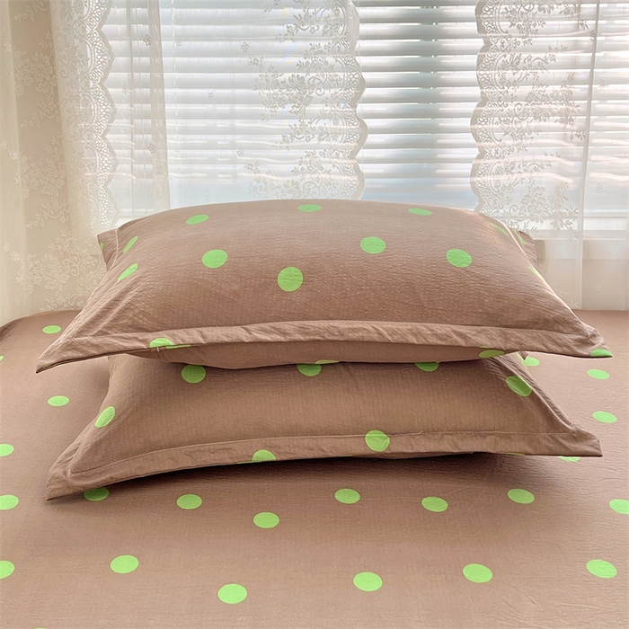 91家纺网 家纺一手货源 找家纺 梦舒羽 2025新款双层纱枕套宿舍学生单只枕芯套枕头内胆套一对装-缤纷波点 波点-卡其绿