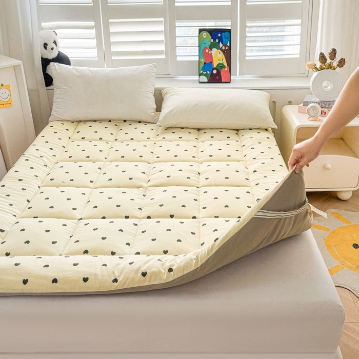 91家纺网 家纺一手货源 找家纺 魅图家纺 2025新款A类云朵棉印花棉花软床垫床褥子 爱心