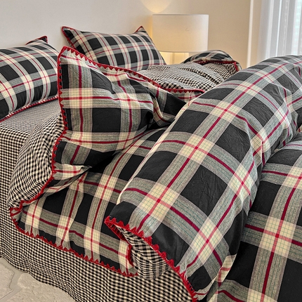 91家纺网 家纺一手货源 找家纺 （总）静家居-简约原创家纺 2025新款A类色织水洗棉贝壳针系列四件套